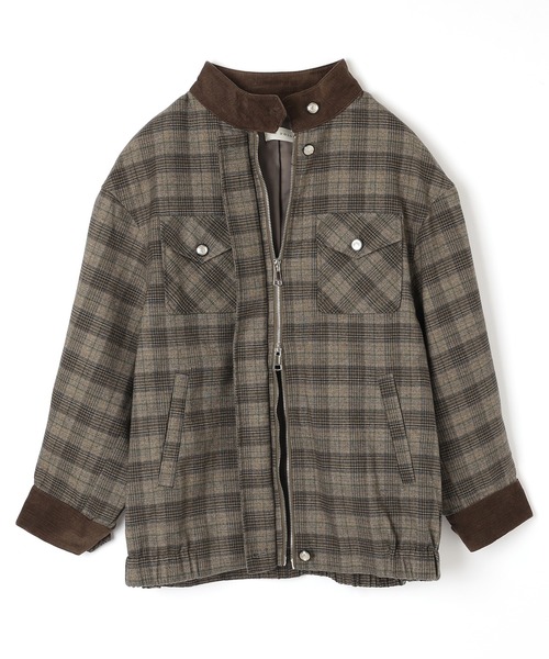M DOLLY ブルゾン アウター check stand collar jacket/チェック