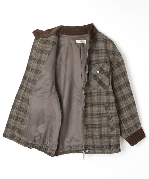 M DOLLY ブルゾン アウター check stand collar jacket/チェック