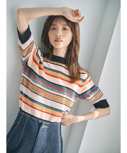 「LILY BROWN」 半袖ニット FREE ピンク レディース LILY BROWN 「LILY BROWN」 半袖ニット FREE ピンク レディース