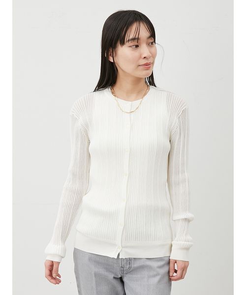 Mila Owen カーディガン シアーリブアンサンブルニット