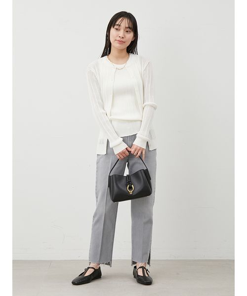 Mila Owen カーディガン シアーリブアンサンブルニット