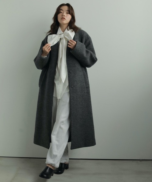 anuke（アンヌーク） ステンカラーコート コート Collarless Cocoon