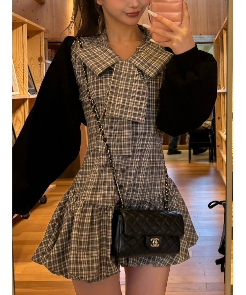 ダーリッチ ビックリボンバルーンチェック ミニワンピース ビッグリボンバルーンチェックミニワンピース – Darich (ダーリッチ)