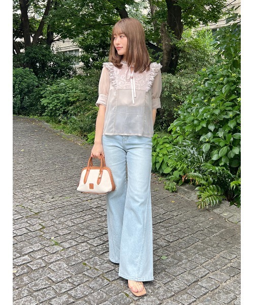 SNIDEL ブラウス シャツ 楊柳シフォンレースブラウス レディース