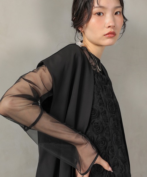 Kana パーティードレス ドレス シアートップス ベスト ローズ レース