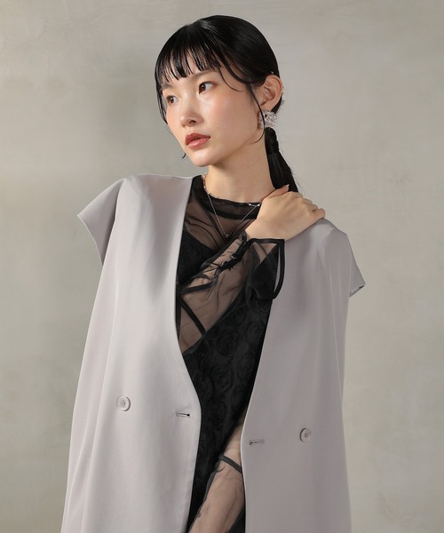 Kana パーティードレス ドレス シアートップス ベスト ローズ レース