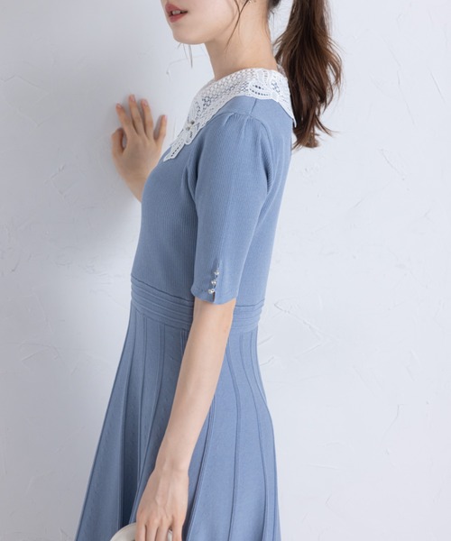 tocco closet ワンピース 2WAYレース襟付きビジュー装飾