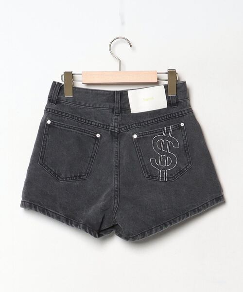 グレー デニム ショートパンツ ウエスト調整可能 JOYRICH 「JOYRICH」 刺繍デニムショートパンツ 26 グレー