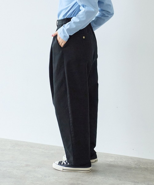 【新品、タグあり】チノクロス mini tuck パンツ bulle de savon（ビュルデサボン） ワイドパンツ チノパン チノクロス