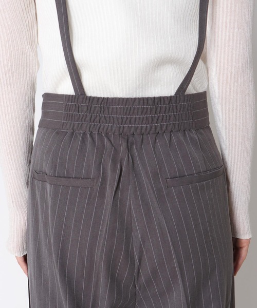 Jines（ジネス） ワイドパンツ パンツ サスペンダー付ストライプパンツ