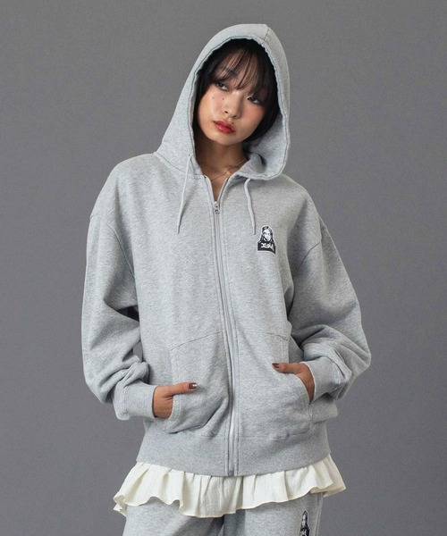 x-girl ジップパーカー X-girl パーカー FACE AND WORDS ZIP UP SWEAT HOODIE