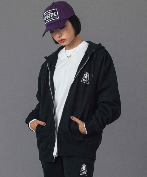 X-girl パーカー FACE AND WORDS ZIP UP SWEAT HOODIE