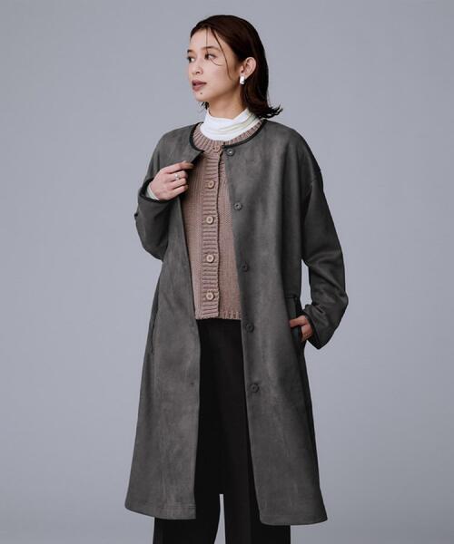 UNTITLED（アンタイトル） ノーカラーコート コート 「洗える/軽羽織り