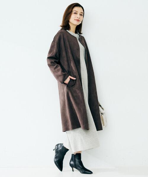 UNTITLED（アンタイトル） ノーカラーコート コート 「洗える/軽羽織り