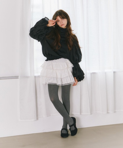 mieya mieyaホワイトショート丈ブラウス mieya mieya ブラウス シャツ 「mieya mieya」whip girl blouse