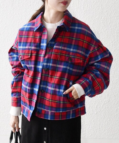 SHIPS any ブルゾン アウター any:「手洗い可能」タータン チェック