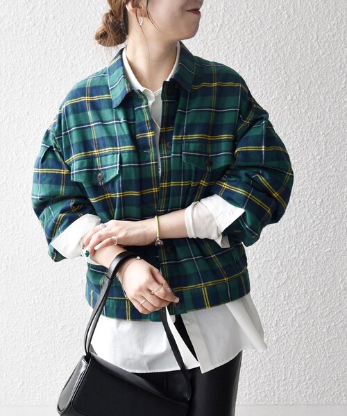 ann,吉　タータンMIXコラボレーション　ジャケット　アン吉 SHIPS any ブルゾン アウター any:「手洗い可能」タータン チェック