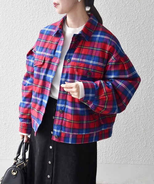 SHIPS any ブルゾン アウター any:「手洗い可能」タータン チェック