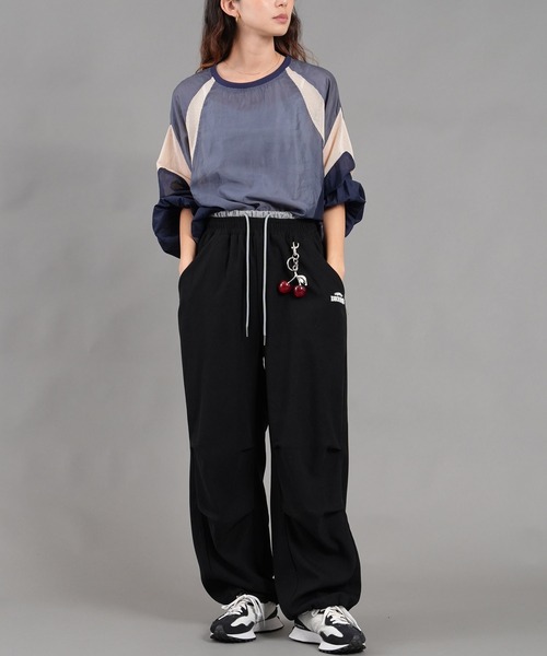 WORKS ワイドパンツ カーゴパンツ スェード＊裏毛Wインベルチェリー