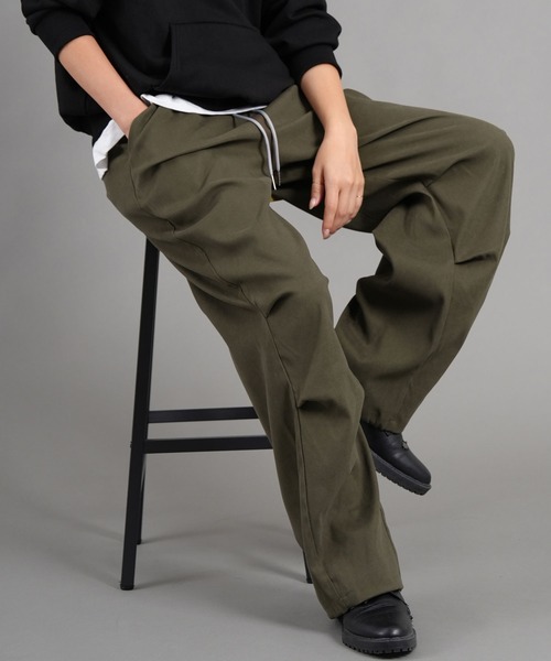 WORKS ワイドパンツ カーゴパンツ スェード＊裏毛Wインベルチェリー