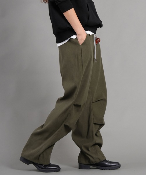 WORKS ワイドパンツ カーゴパンツ スェード＊裏毛Wインベルチェリー