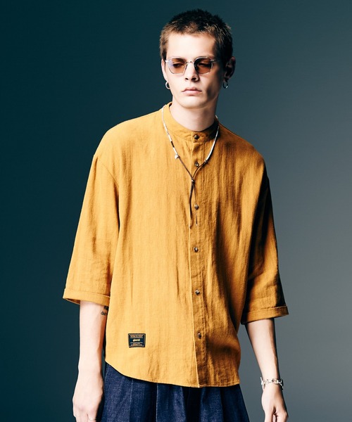 glamb（グラム） 七分袖 シャツ Stand Collar Shirt / スタンドカラー