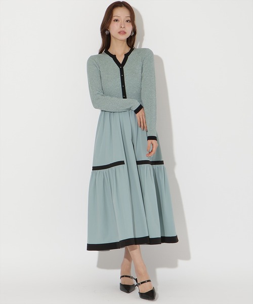 AND COUTURE（アンドクチュール） ワンピース ラメ入り配色ドッキング
