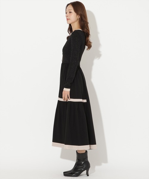 AND COUTURE（アンドクチュール） ワンピース ラメ入り配色ドッキング