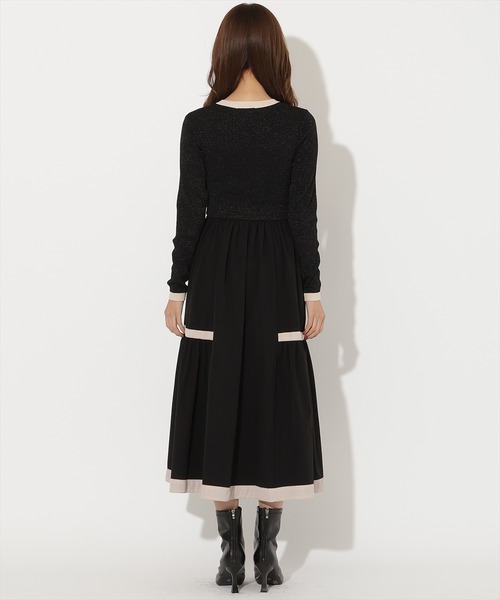AND COUTURE（アンドクチュール） ワンピース ラメ入り配色ドッキング