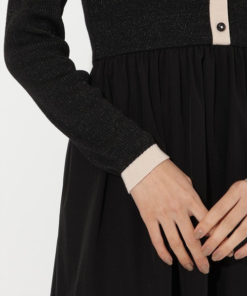 AND COUTURE（アンドクチュール） ワンピース ラメ入り配色ドッキング
