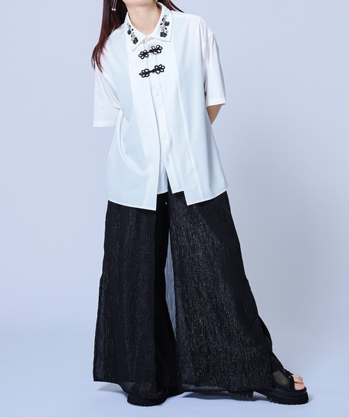 「Ellno Loset」 半袖シャツ MEDIUM ブルーグレー メンズ_画像2