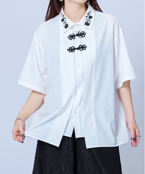 「Ellno Loset」 半袖シャツ MEDIUM ブルーグレー メンズ_画像5