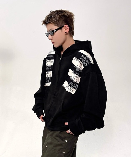 hazama アーカーシャ・クロニクル・パッチワークパーカー B.R.U パーカー 柄パッチワークパーカー メンズ レディース : ZOZOTOWN