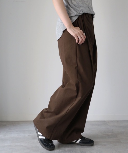 YENNA ワイドパンツ チノパン ボリュームタックコットンワイドパンツ