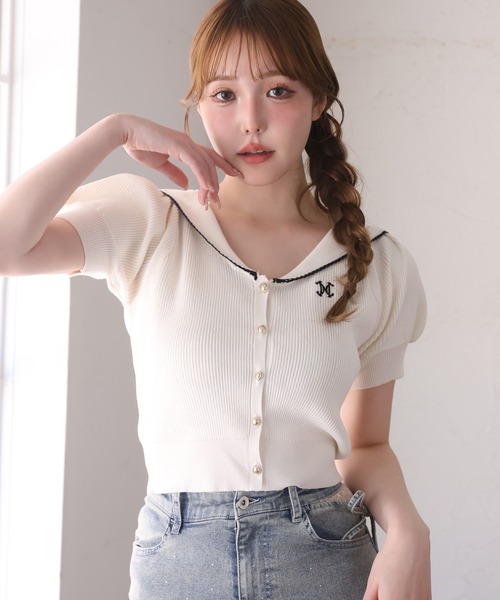 [美品]  BEAUTY &amp; YOUTH  セーラー襟ニット one after another NICE CLAUP ニット セーター セーラー襟ニット