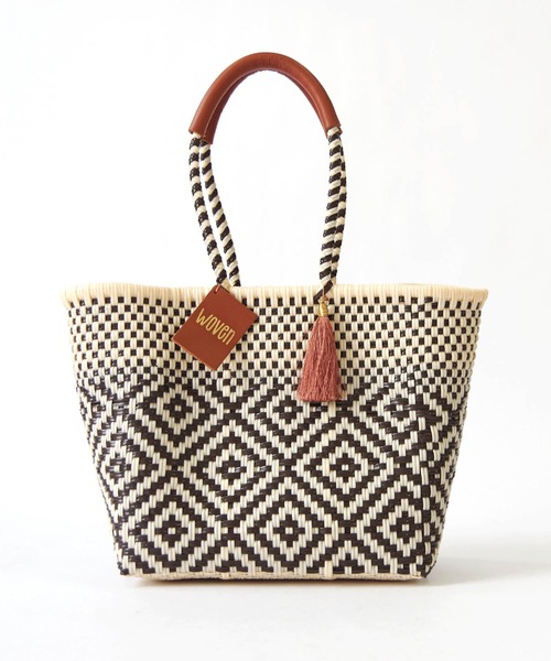 Woven ストライプ柄 かごバッグ かごバッグ カゴバッグ WOVEN (ウーヴン) /エブリデイトート メキシコ