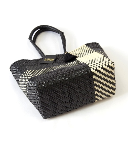 【新品未使用】カゴ風バッグ　生成り×ブラック かごバッグ カゴバッグ WOVEN (ウーヴン) /エブリデイトート メキシコ