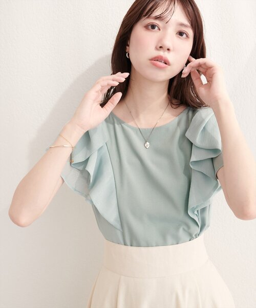 natural couture ブラウス シャツ 半袖 ショルダーリボンブラウス