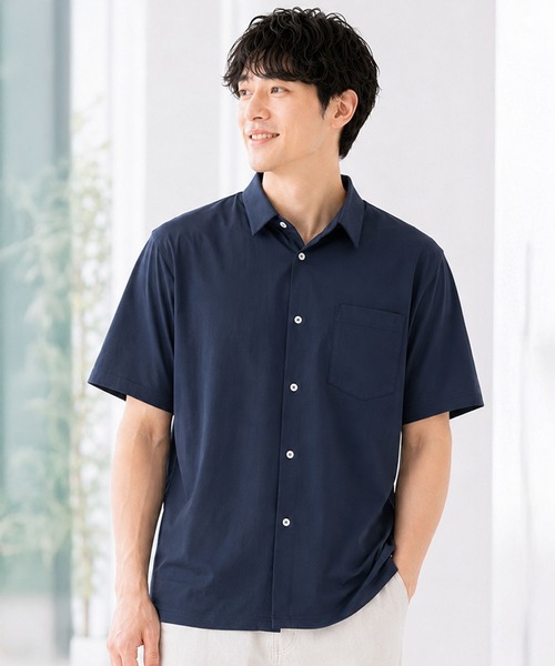 Teton Bros. 半袖シャツ ネイビー JP M ヒヤロン シャツ 半袖 「ヒヤロン」メンズ 半袖シャツ ナイロンPU