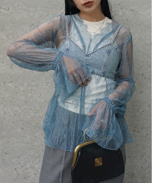 Ameri（アメリ） SEE THROUGH LACE TOP レディース : ZOZOTOWN Yahoo