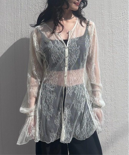 Ameri（アメリ） SEE THROUGH LACE TOP レディース : ZOZOTOWN Yahoo
