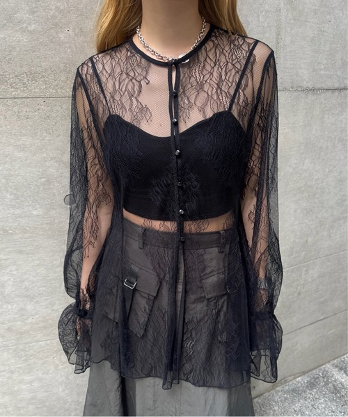 Ameri（アメリ） SEE THROUGH LACE TOP レディース : ZOZOTOWN Yahoo