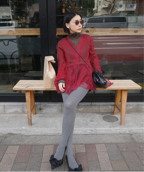 【26AW新作】SEE THROUGH LACE TOP レッド Ameri Ameri（アメリ） SEE THROUGH LACE TOP レディース : ZOZOTOWN Yahoo