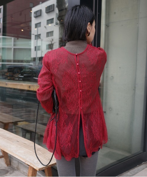 【26AW新作】SEE THROUGH LACE TOP レッド Ameri Ameri（アメリ） SEE THROUGH LACE TOP レディース : ZOZOTOWN Yahoo