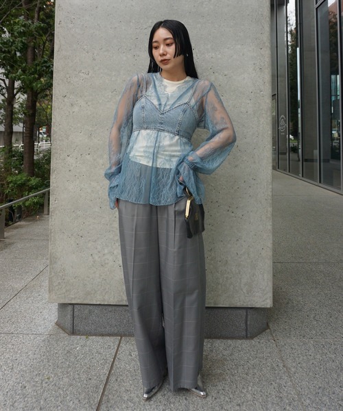 Ameri（アメリ） SEE THROUGH LACE TOP レディース : ZOZOTOWN Yahoo