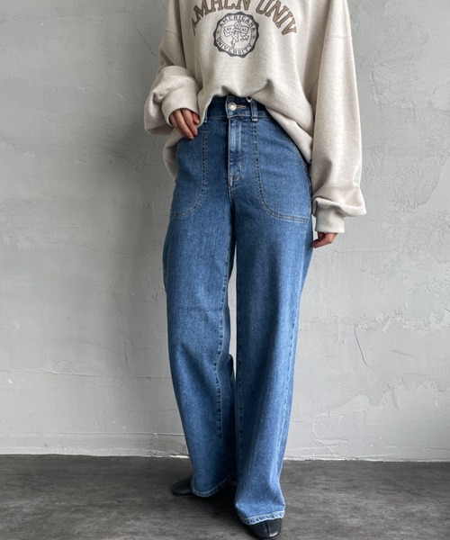 「SOMETHING」 デニムパンツ L ライトインディゴブルー レディース_画像2