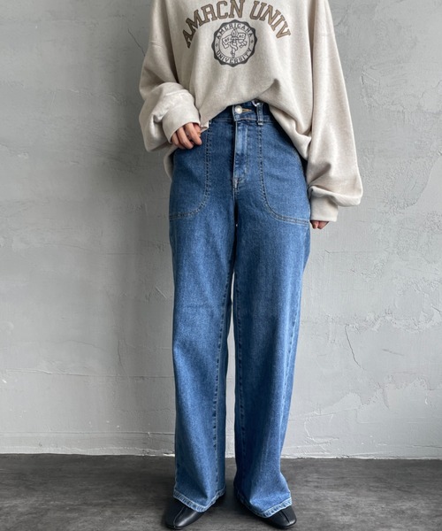 「SOMETHING」 デニムパンツ L ライトインディゴブルー レディース_画像3