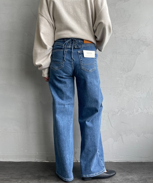 「SOMETHING」 デニムパンツ L ライトインディゴブルー レディース_画像5