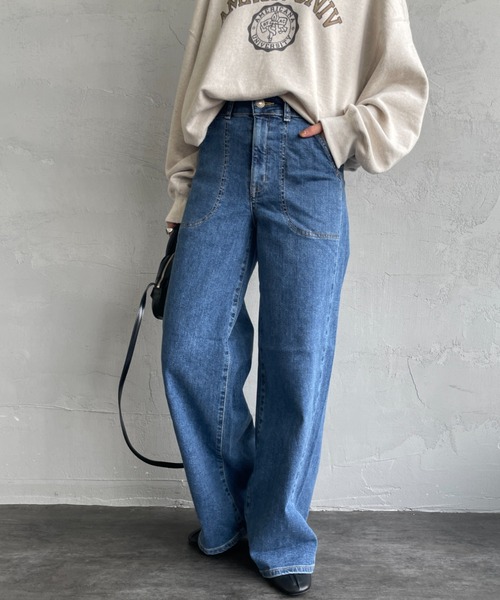 「SOMETHING」 デニムパンツ L ライトインディゴブルー レディース_画像7