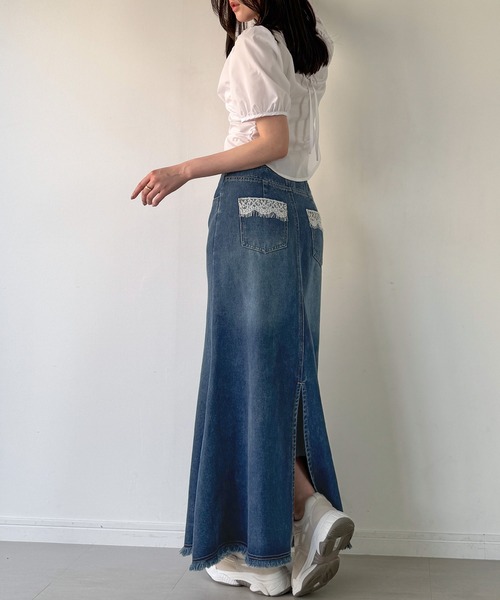 「junoah」 デニムスカート X-LARGE ブラック レディース_画像2